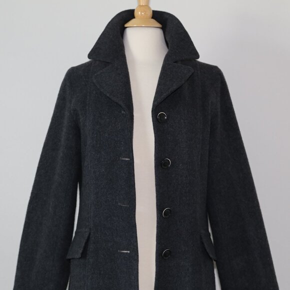 Authentic SELFISH POT vintage long wool coat Classic EUC Gray - Picture 3 of 10